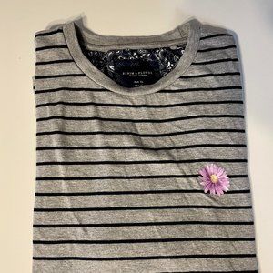 Denim & Flowers - t-shirt - Men's - XL - grey and navy stripes
